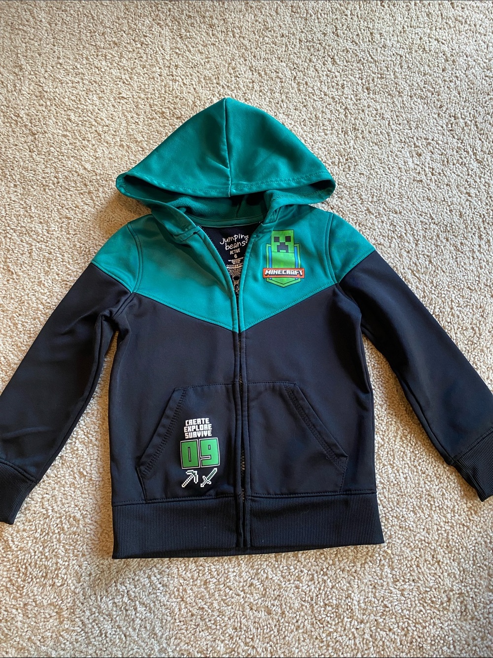 jumping beans Green and Black Minecraft Zip Hoodie